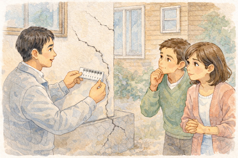 住宅のひび割れは、無害なものと構造に影響するものがあります。0.3mmを一つの目安に、ひび割れの種類や危険度、専門家が確認する判断ポイントを分かりやすく解説します。