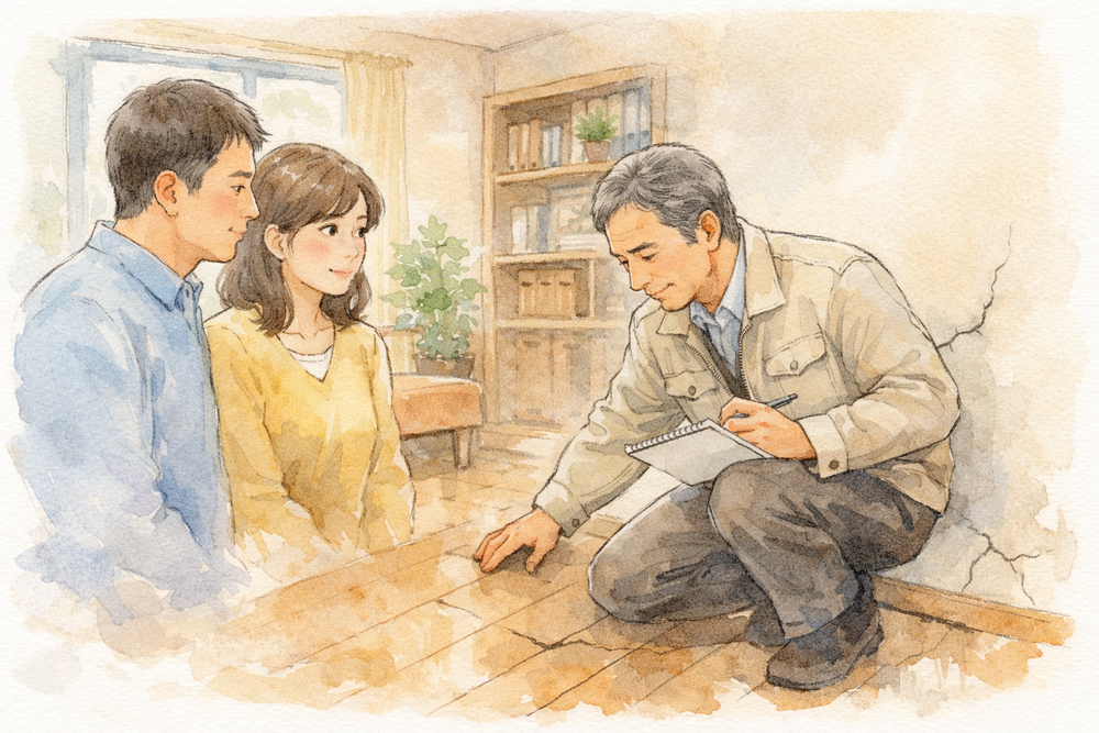 住宅調査で行う目視調査では、何が分かり、何が分からないのか。外壁や床のひび割れ、傾きなどから読み取れることと、目視だけでは判断できない限界を建築士の視点でわかりやすく解説します。