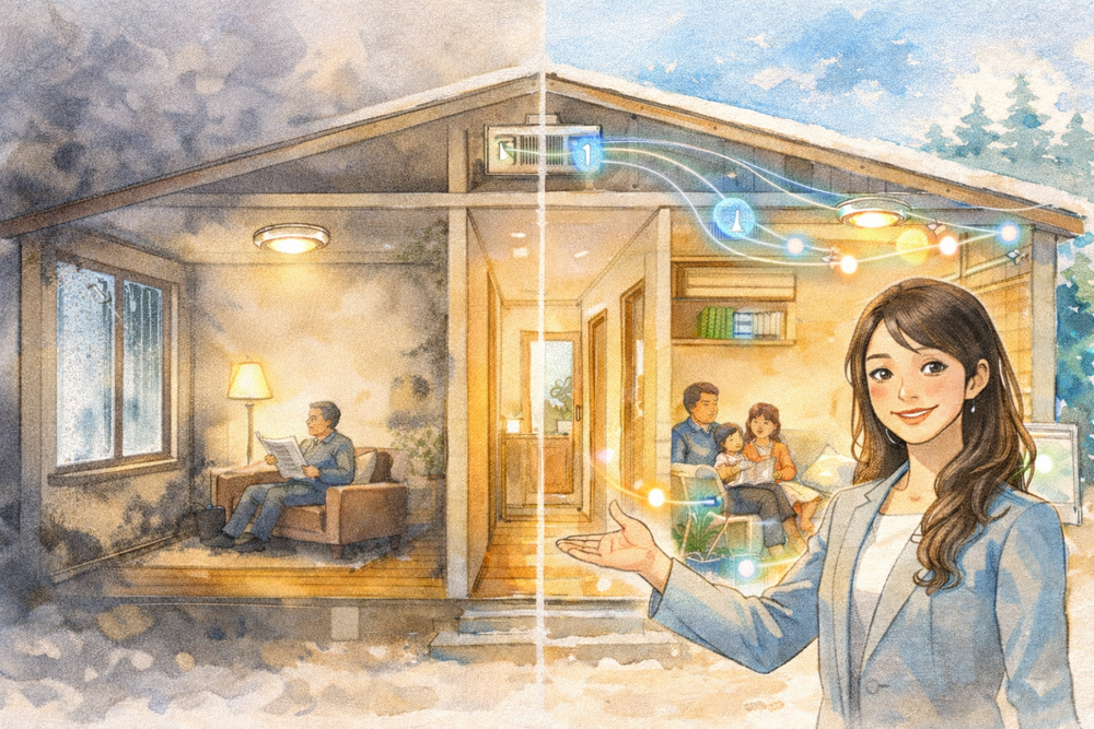 結露は住宅の劣化やカビ発生の原因となり、健康にも影響を与えることがあります。本記事では、結露が起こる仕組みとカビ発生のリスク、そしてAIが温度・湿度データを分析して結露を予測し、未然に防ぐ未来住宅の仕組みをわかりやすく解説します。