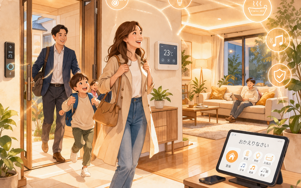 スマートホームで帰宅した家族