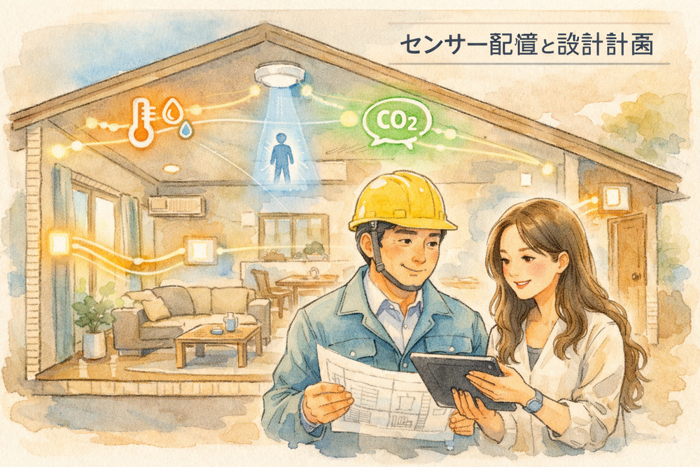 AI住宅において重要となるセンサー配置と設計計画の考え方を解説。温度・CO₂・人感センサーなどの適切な配置がAIの判断精度を左右し、快適性・省エネ・安全性に直結します。建築士が担うべき新しい設計の役割とは何かを分かりやすく説明します。