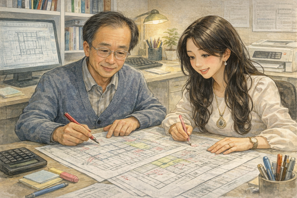 プレカット図の役割や見方をわかりやすく解説。木造住宅における柱・梁の配置や寸法の重要性、工場加工から現場組立までの流れを理解し、品質向上と施工ミス防止のポイントを学べます。