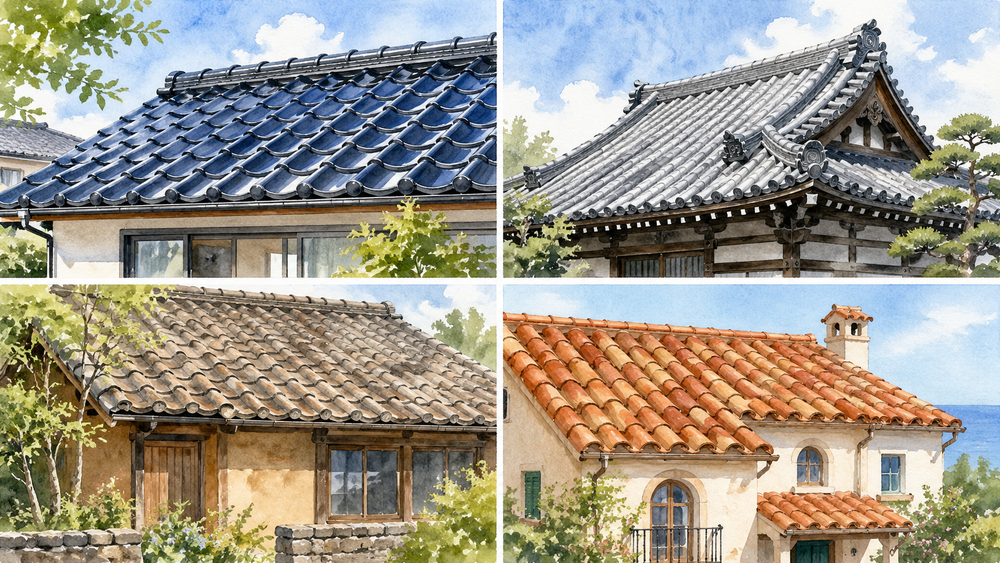 日本瓦や洋瓦には、それぞれ異なる特徴があり、地域ごとに生産される瓦の種類や特性も異なります。以下に、代表的な瓦の種類とその特徴、生産地について説明します。
