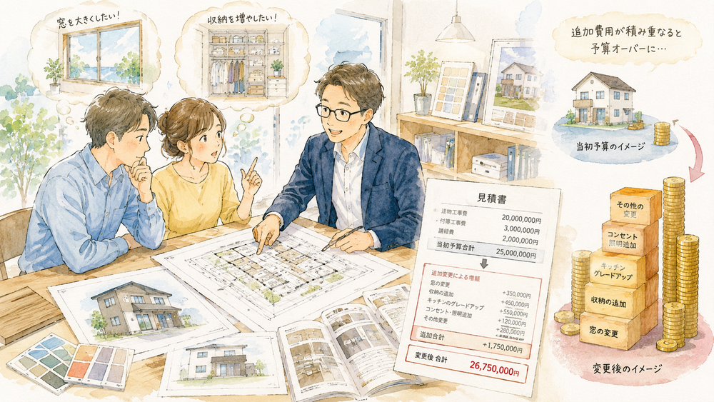 住宅の設計変更は理想の住まいづくりに欠かせませんが、思わぬ追加費用の原因にもなります。本記事では、設計変更でコストが増える理由や工事段階ごとの費用への影響、よくある変更事例、予算オーバーを防ぐためのポイントをわかりやすく解説します。