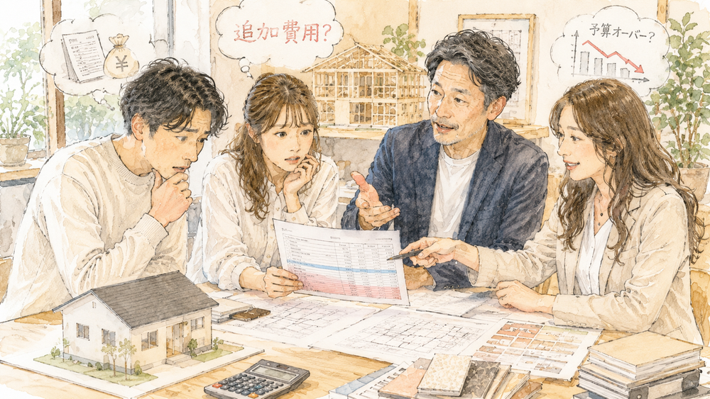 注文住宅では、契約後に追加費用が発生するケースが少なくありません。本記事では、契約後に金額が増える原因や見積もりの落とし穴、地盤・設計変更による影響、追加費用を防ぐためのポイントについて解説します。