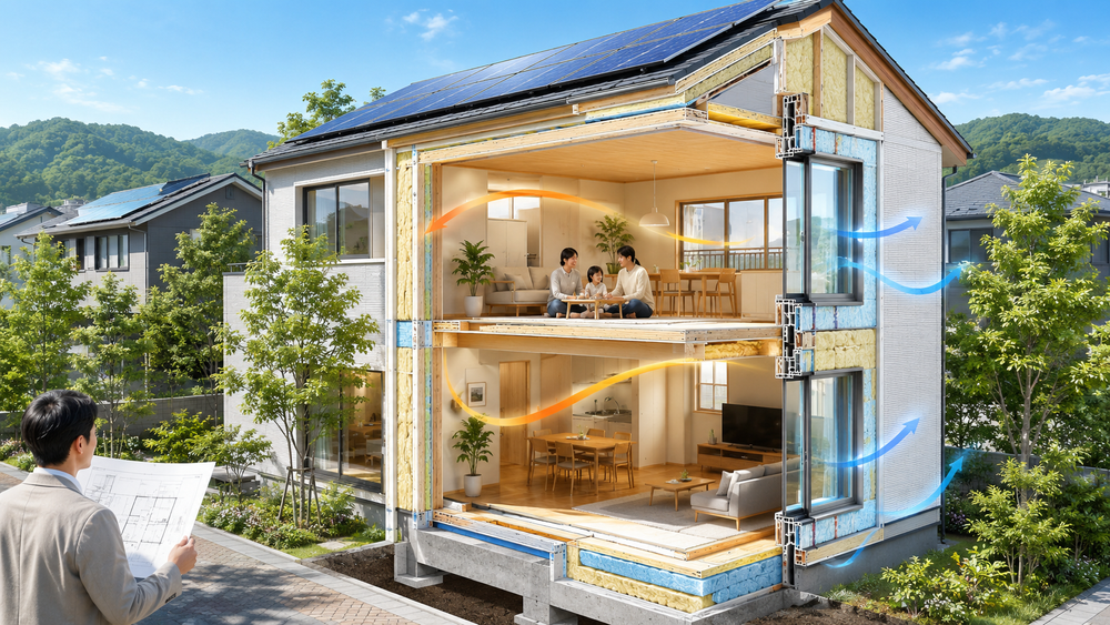 高断熱・高気密住宅のメリットを建築士がわかりやすく解説。光熱費の削減、ヒートショック対策、結露防止、住宅の長寿命化、CO₂削減など、快適で環境にやさしい住まいづくりのポイントを紹介します。