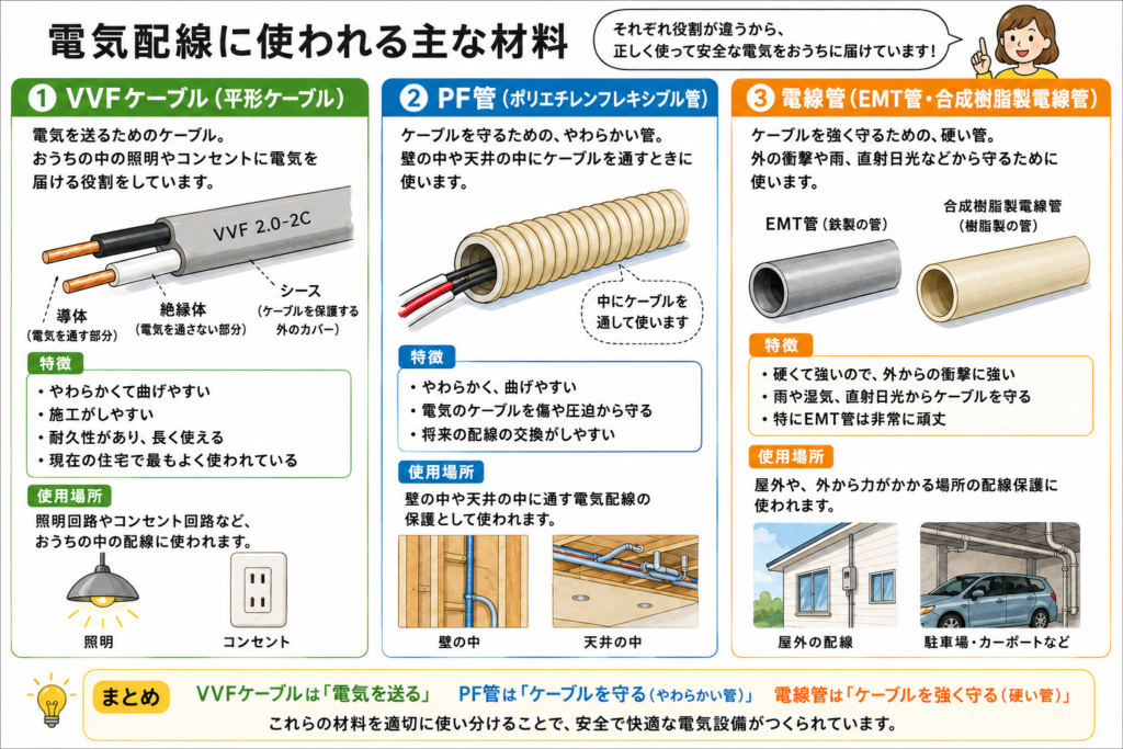 電気配線に使用される材料