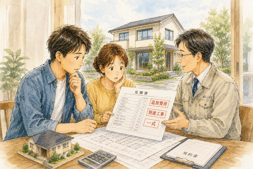 住宅の見積書には、外構工事や地盤改良費、解体費、給排水工事など見落としやすい項目が数多くあります。契約後の予算オーバーを防ぐために、見積書で確認すべきポイントや追加費用が発生しやすい項目を建築士が分かりやすく解説します。