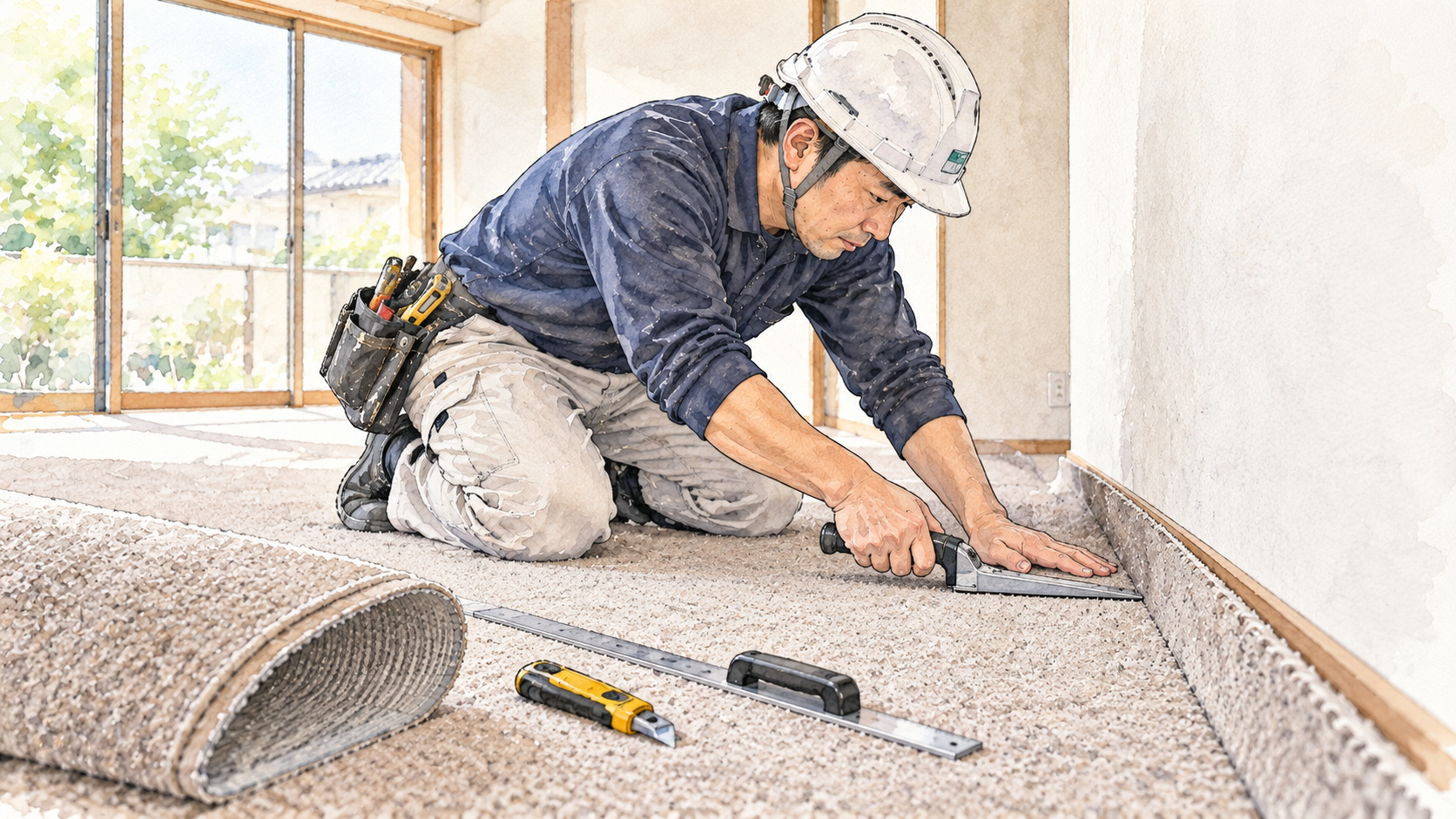 ーペットは、居住空間に温かみと快適さを加える床材として人気があります。柔らかい質感と豊富なデザインバリエーションが魅力で、リビングや寝室、子供部屋などに最適です。この記事では、カーペットの貼り方と施工時の注意点、施主が仕上がり具合をチェックする際のポイント、さらに長持ちさせるためのメンテナンスと手入れの方法について詳しく解説します。